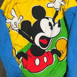 Disney Store Mickey Mouse All Over Print Sweatshirt  Adult Colorblock Graphic